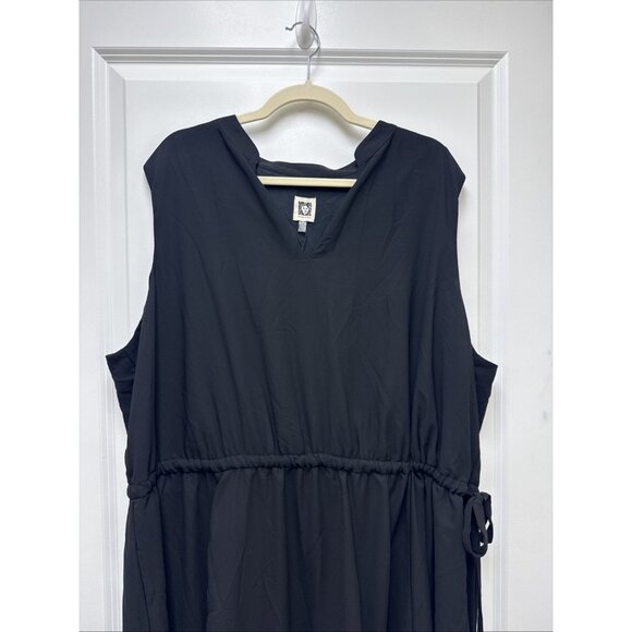 Anne Klein Womens Plus Size 3X Black Jenna Floral Hem Elastic-Waist Midi Dress - Picture 3 of 8